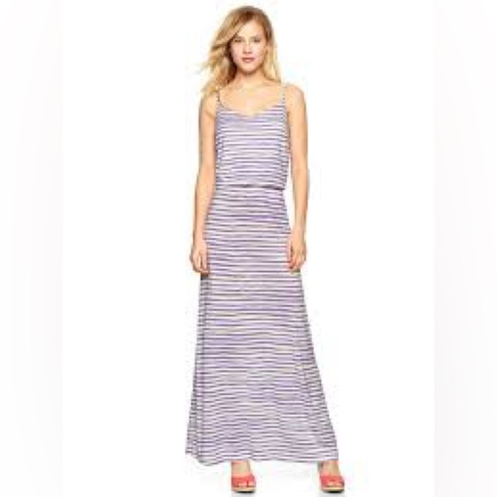 GAP Stripe Cami Maxi Dress - Purple and White
